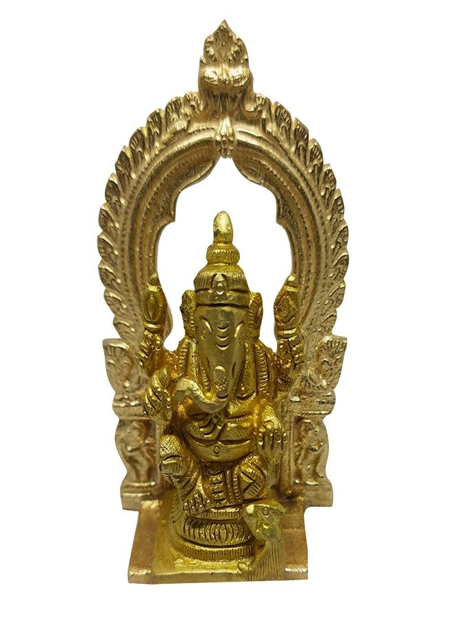 Coolboss Thiruvachi (4x2.5inch), Brass Metal Prabhavali Hindu Diety Arch Frame, Prabhawal, Prabhai with Stand, peedam, Peeta, for Pooja Abisheka Purpose, Decoration, Varamahalakshmi for God - Image 5